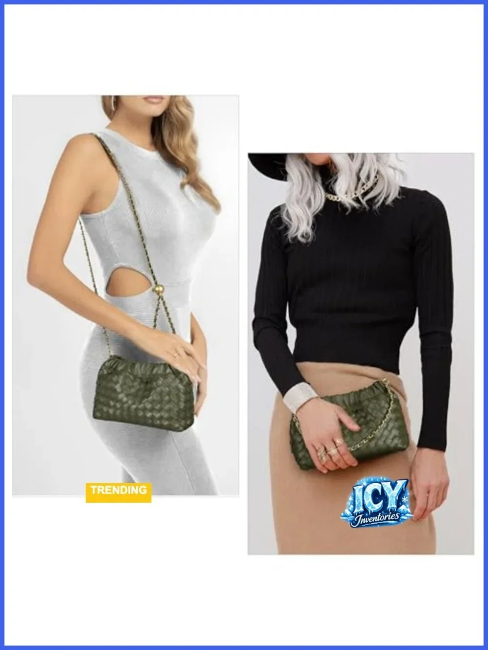 Woven Crossbody Bag & Evening Purse - Dumpling Clutch Hobo Shoulder Bag